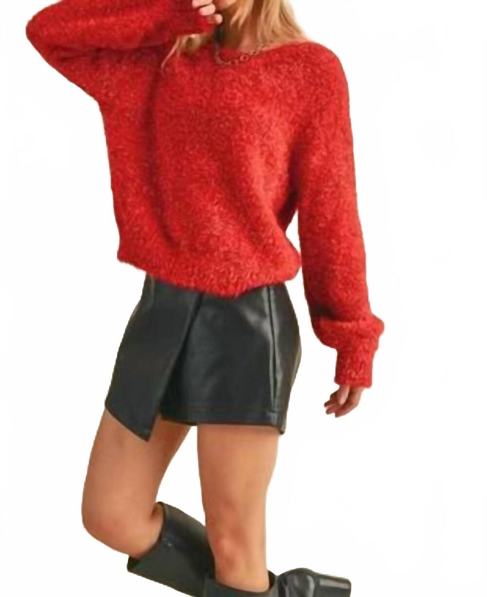 NEW AEMI + CO geila scoopneck sweater in red